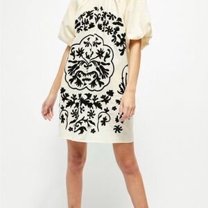 Free People Cream and Black Mini Dress